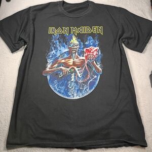 Iron Maiden Band Graphic T-Shirt Black Heavy Metal Tour Style Tee Mens